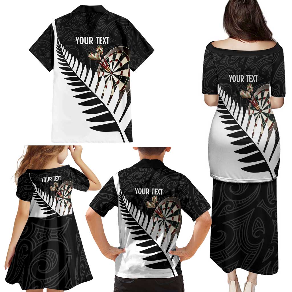 Personalised New Zealand Darts Family Matching Puletasi and Hawaiian Shirt Silver Fern Aotearoa Maori Pattern LT14 - Polynesian Pride