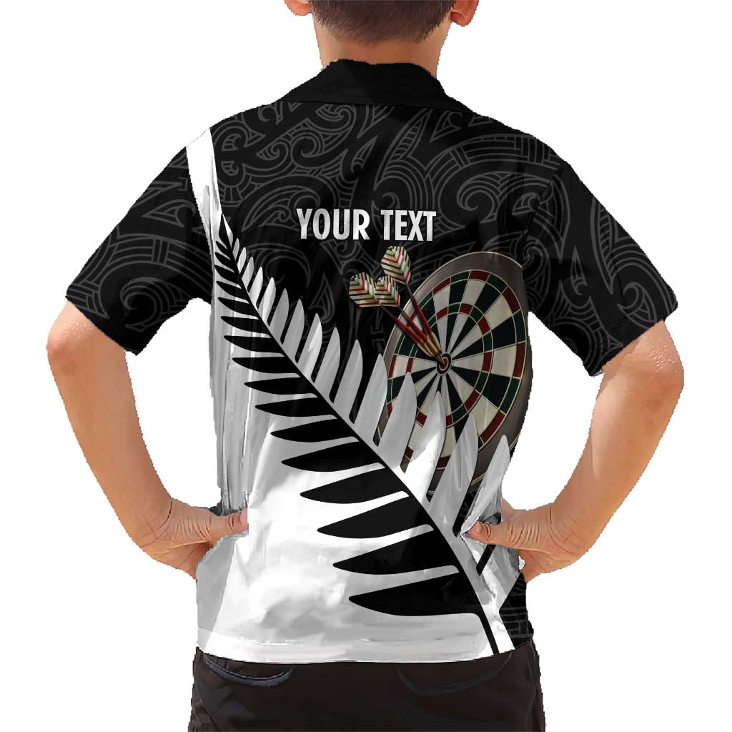 Personalised New Zealand Darts Family Matching Short Sleeve Bodycon Dress and Hawaiian Shirt Silver Fern Aotearoa Maori Pattern LT14 - Polynesian Pride