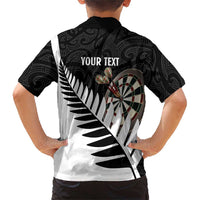 Personalised New Zealand Darts Family Matching Short Sleeve Bodycon Dress and Hawaiian Shirt Silver Fern Aotearoa Maori Pattern LT14 - Polynesian Pride
