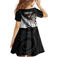 Personalised New Zealand Darts Family Matching Short Sleeve Bodycon Dress and Hawaiian Shirt Silver Fern Aotearoa Maori Pattern LT14 - Polynesian Pride