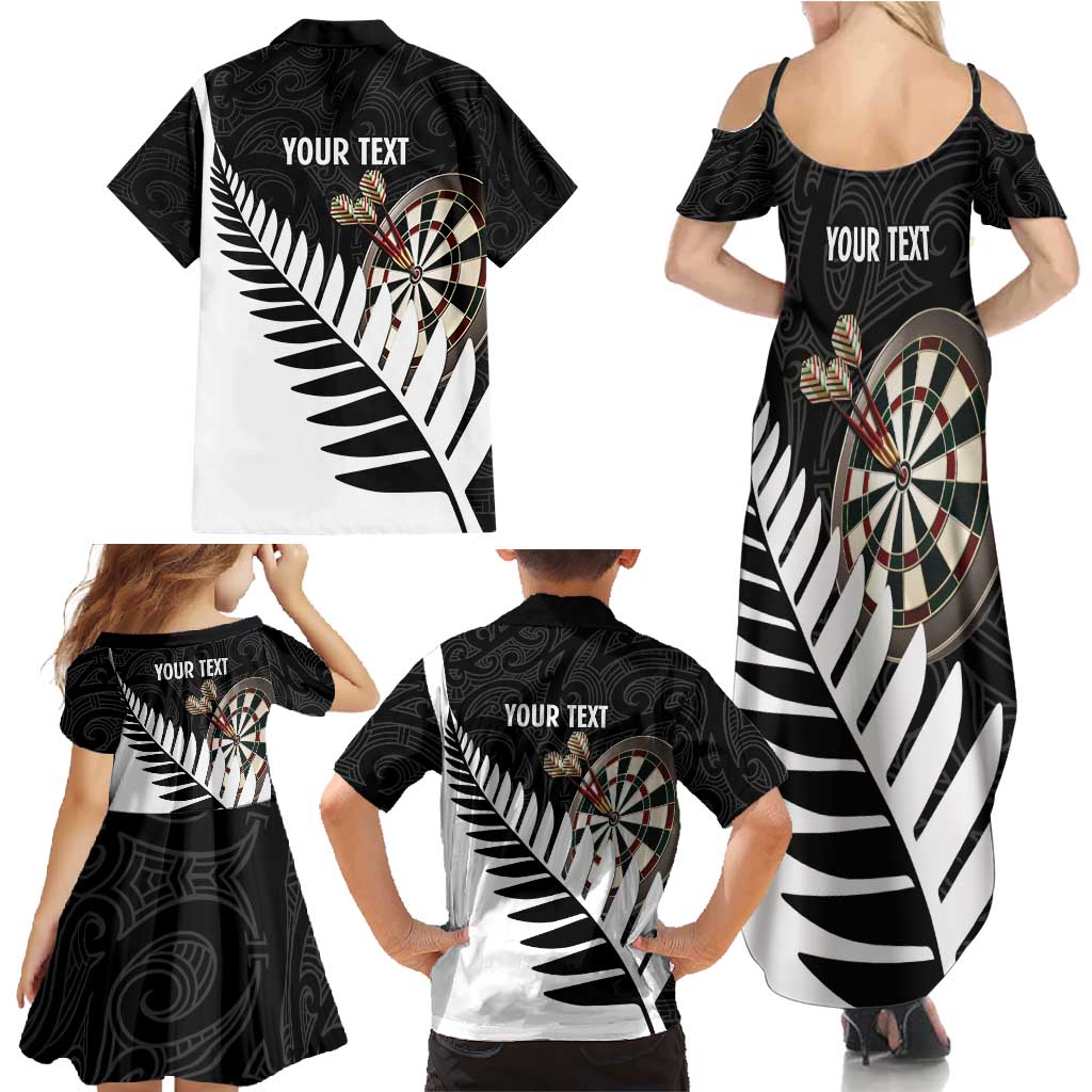 Personalised New Zealand Darts Family Matching Summer Maxi Dress and Hawaiian Shirt Silver Fern Aotearoa Maori Pattern LT14 - Polynesian Pride