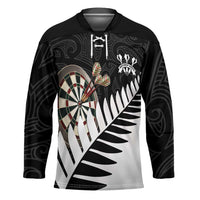 Personalised New Zealand Darts Hockey Jersey Silver Fern Aotearoa Maori Pattern - Polynesian Pride