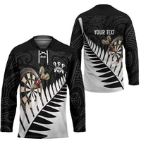 Personalised New Zealand Darts Hockey Jersey Silver Fern Aotearoa Maori Pattern - Polynesian Pride