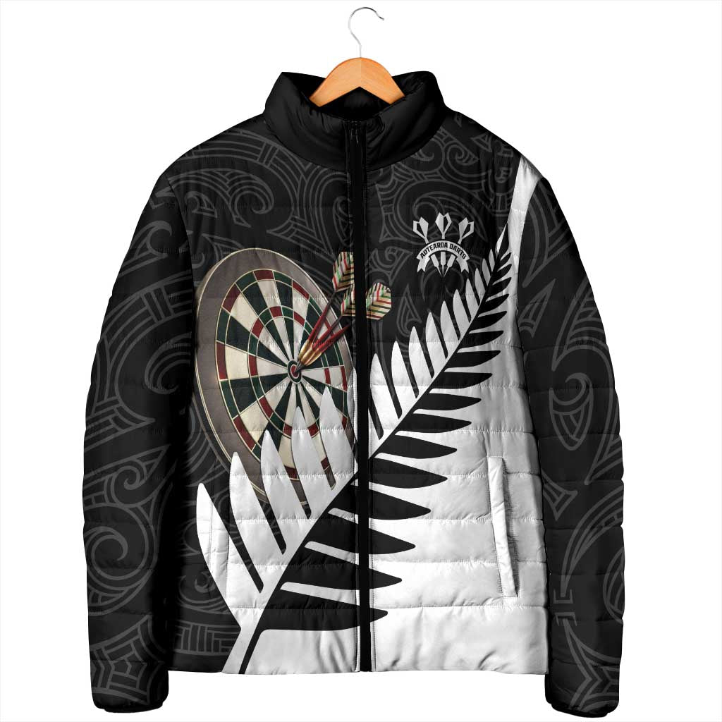 Personalised New Zealand Darts Padded Jacket Silver Fern Aotearoa Maori Pattern - Polynesian Pride