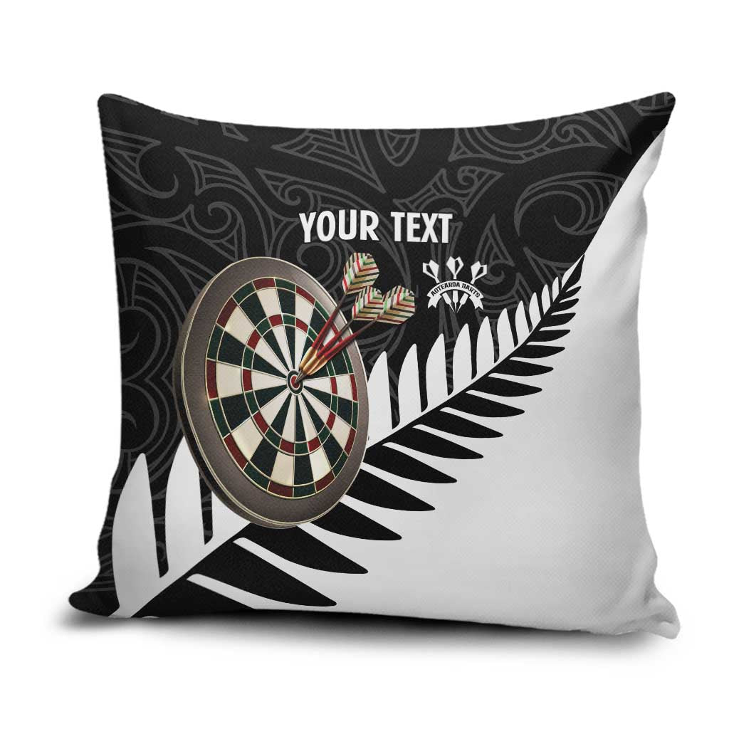 Personalised New Zealand Darts Pillow Cover Silver Fern Aotearoa Maori Pattern - Polynesian Pride