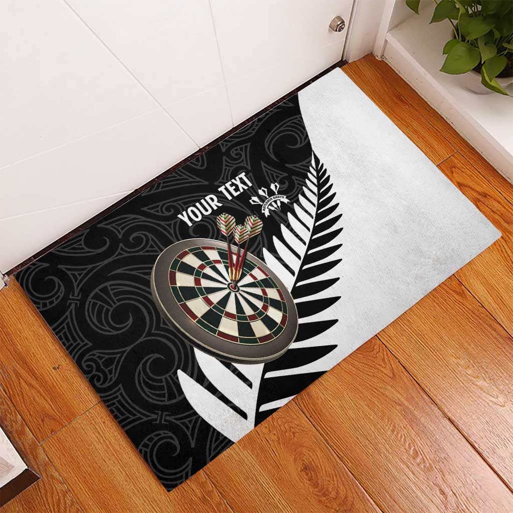 Personalised New Zealand Darts Rubber Doormat Silver Fern Aotearoa Maori Pattern LT14 - Polynesian Pride