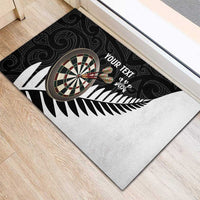 Personalised New Zealand Darts Rubber Doormat Silver Fern Aotearoa Maori Pattern LT14 - Polynesian Pride