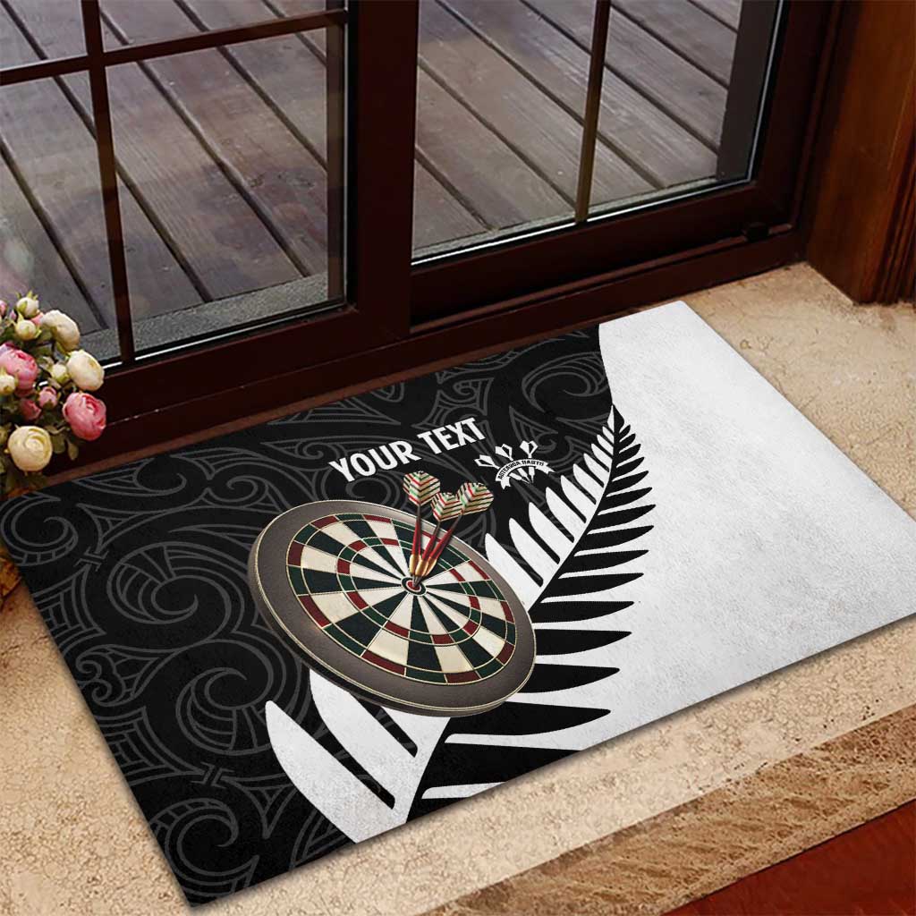 Personalised New Zealand Darts Rubber Doormat Silver Fern Aotearoa Maori Pattern LT14 - Polynesian Pride