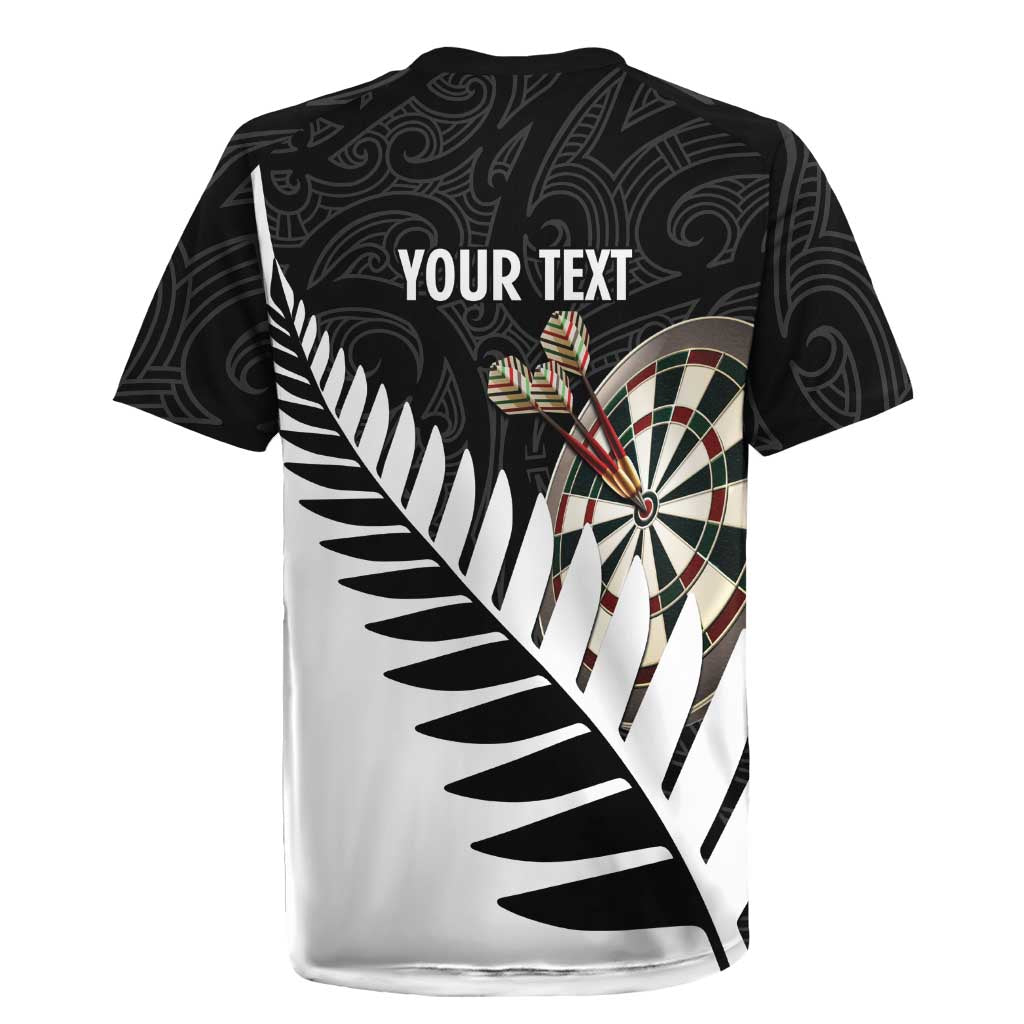 Personalised New Zealand Darts Rugby Jersey Silver Fern Aotearoa Maori Pattern LT14 - Polynesian Pride