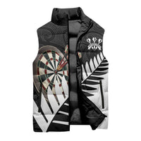 Personalised New Zealand Darts Sleeveless Puffer Jacket Silver Fern Aotearoa Maori Pattern - Polynesian Pride