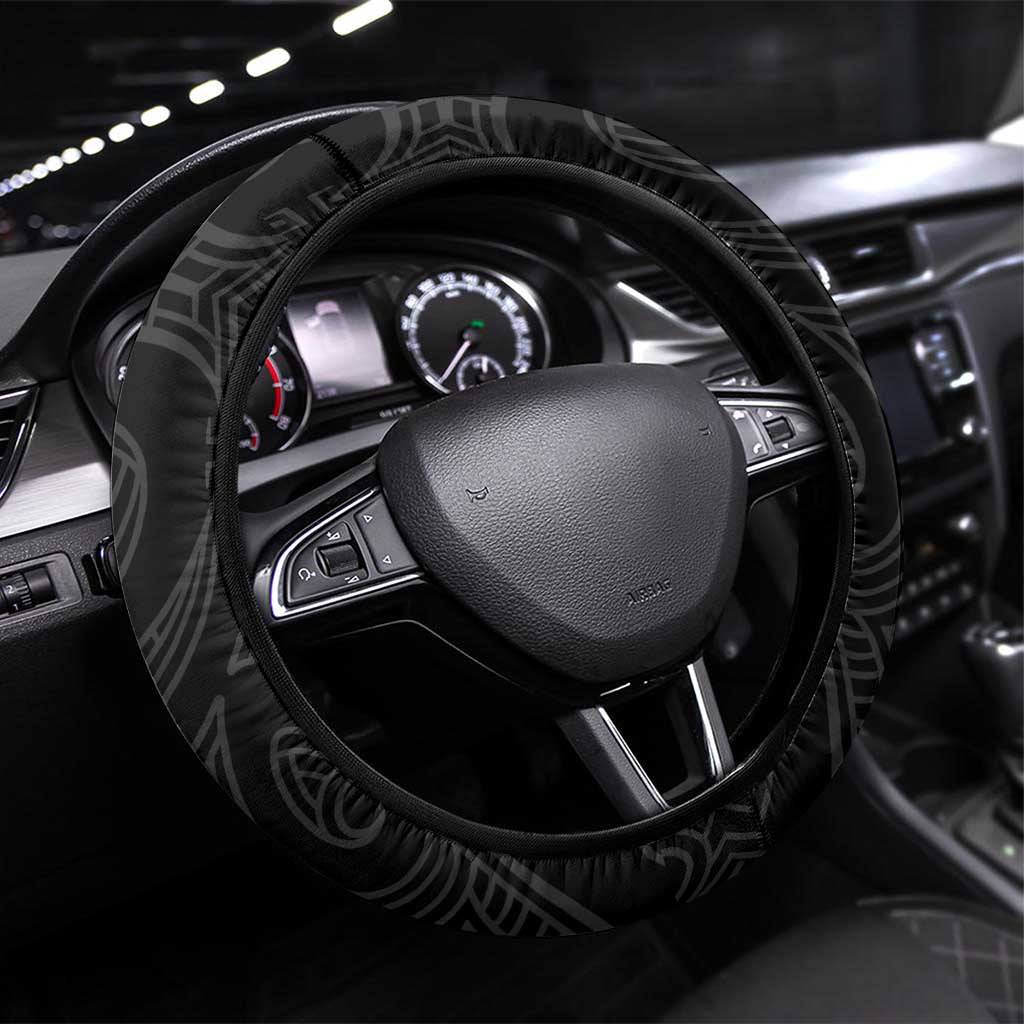 New Zealand Darts Steering Wheel Cover Silver Fern Aotearoa Maori Pattern - Polynesian Pride