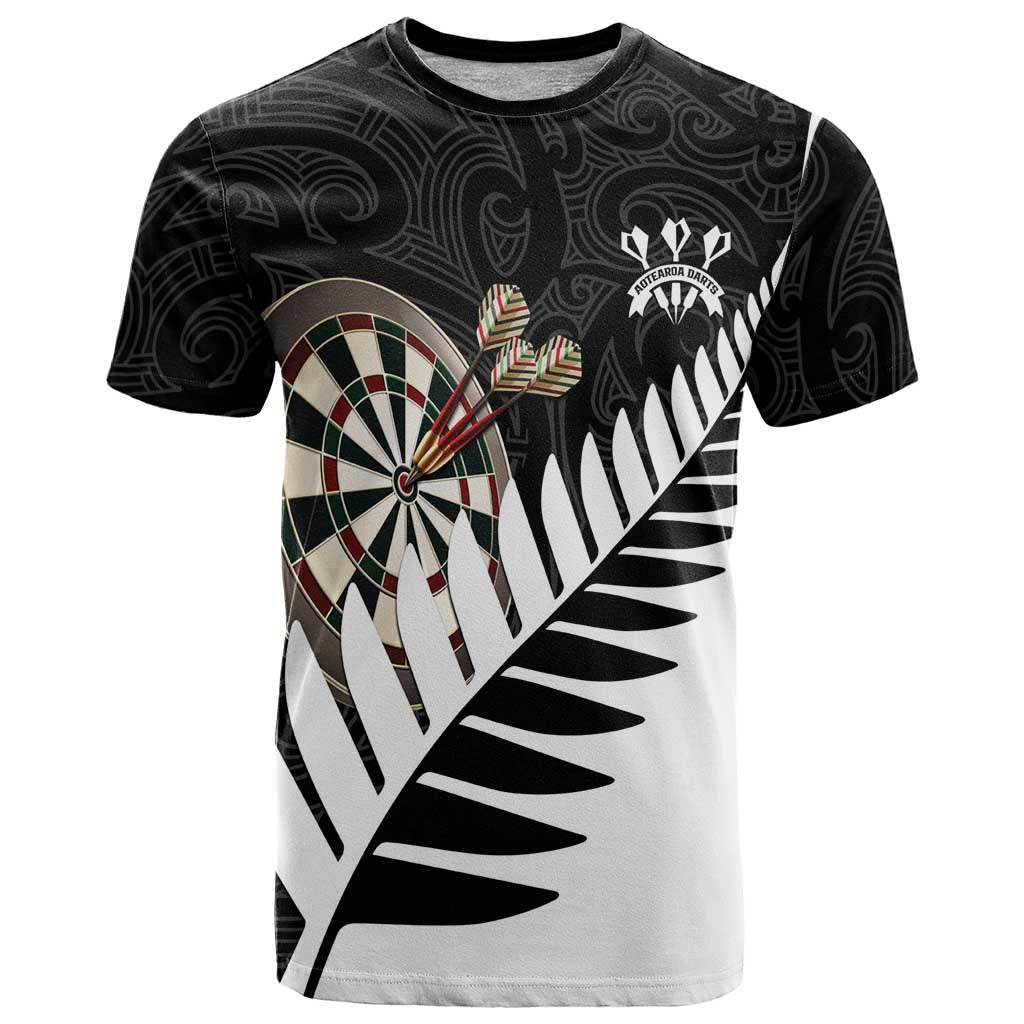Personalised New Zealand Darts T Shirt Silver Fern Aotearoa Maori Pattern - Polynesian Pride