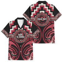 Aotearoa Ngai Te Rangi Personalised Family Matching Off Shoulder Maxi Dress and Hawaiian Shirt Maori Iwi Poutama Puhoro Tattoo LT14 Dad's Shirt - Short Sleeve Red - Polynesian Pride