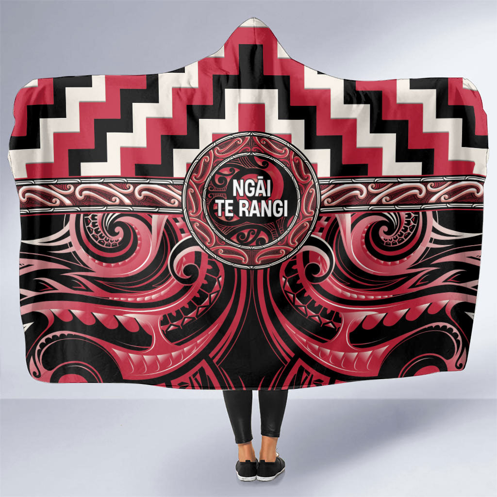 Aotearoa Ngai Te Rangi Hooded Blanket Maori Iwi Poutama Puhoro Tattoo LT14 One Size Red - Polynesian Pride
