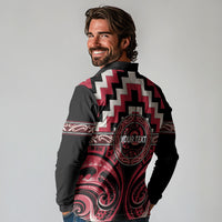 Aotearoa Ngai Te Rangi Personalised Long Sleeve Polo Shirt Maori Iwi Poutama Puhoro Tattoo LT14 - Polynesian Pride