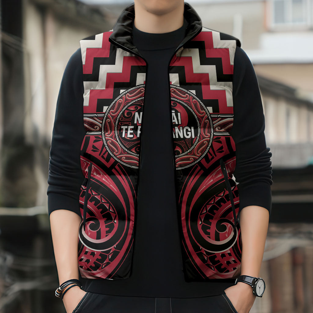Aotearoa Ngai Te Rangi Personalised Sleeveless Puffer Jacket Maori Iwi Poutama Puhoro Tattoo LT14 - Polynesian Pride