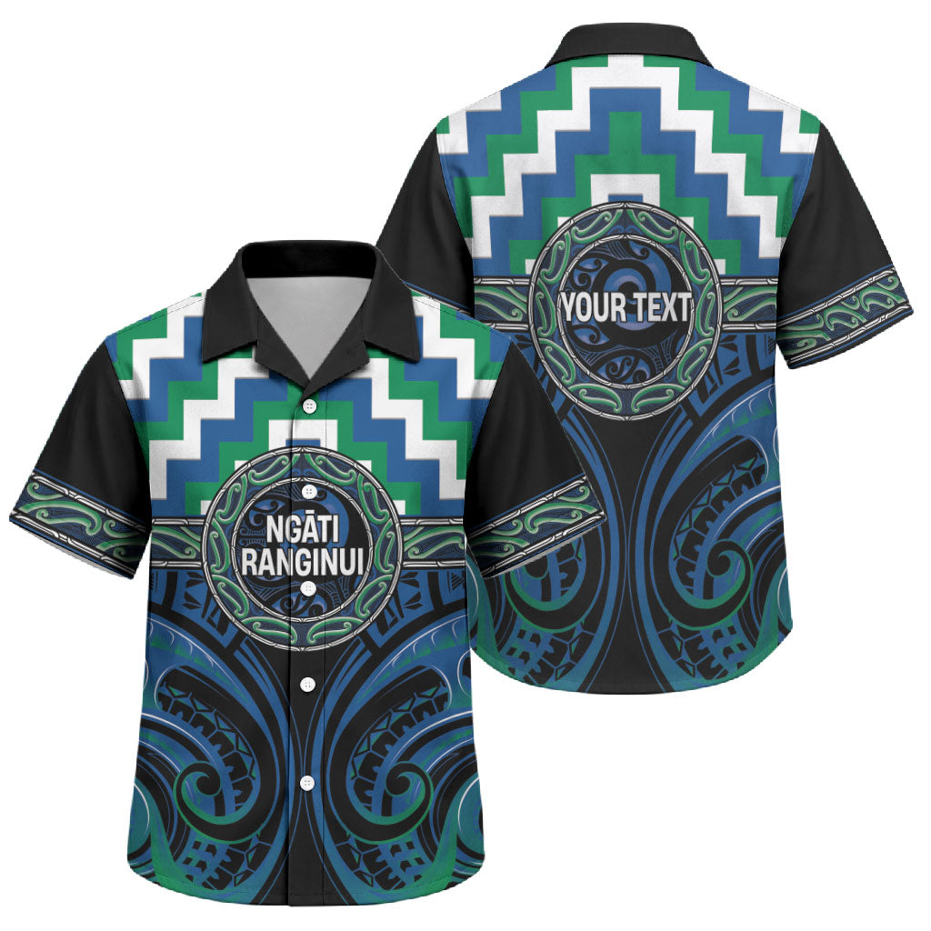 Aotearoa Ngati Ranginui Personalised Family Matching Off Shoulder Short Dress and Hawaiian Shirt Maori Iwi Poutama Puhoro Tattoo LT14 Son's Shirt Green - Polynesian Pride