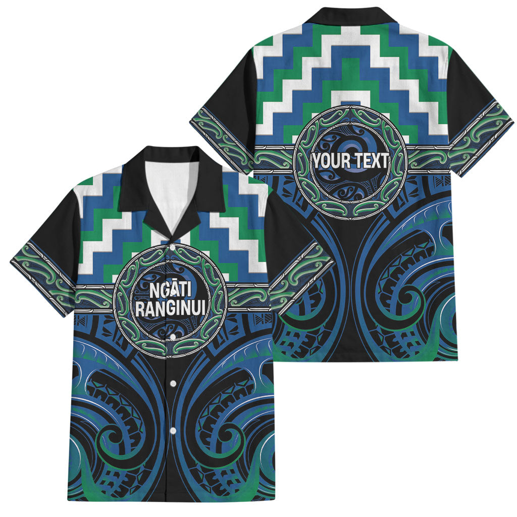 Aotearoa Ngati Ranginui Personalised Family Matching Tank Maxi Dress and Hawaiian Shirt Maori Iwi Poutama Puhoro Tattoo LT14 Dad's Shirt - Short Sleeve Green - Polynesian Pride
