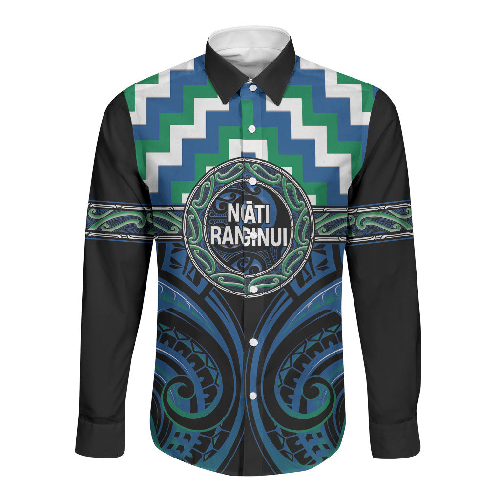 Aotearoa Ngati Ranginui Personalised Long Sleeve Button Shirt Maori Iwi Poutama Puhoro Tattoo LT14 Unisex Green - Polynesian Pride