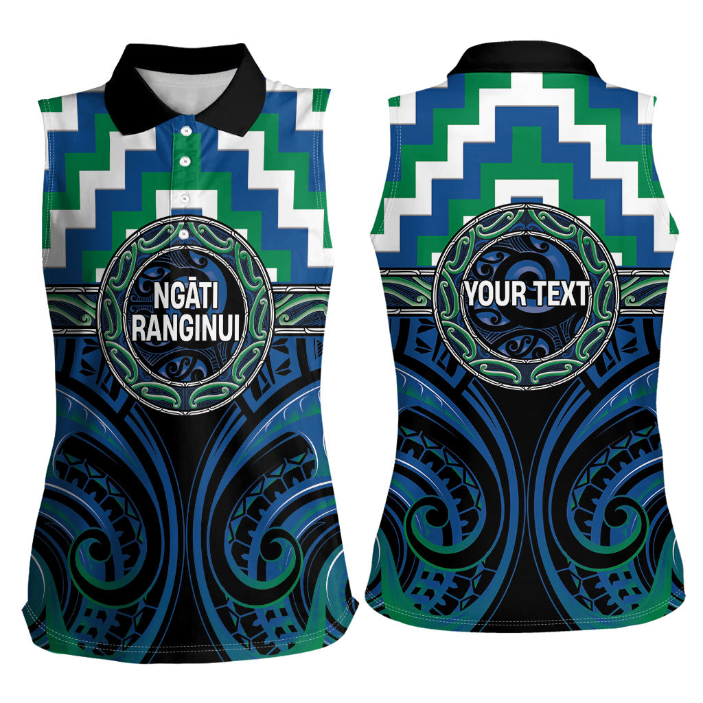 Aotearoa Ngati Ranginui Personalised Women Sleeveless Polo Shirt Maori Iwi Poutama Puhoro Tattoo LT14 - Polynesian Pride