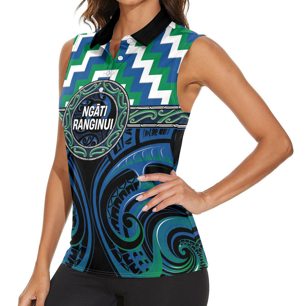 Aotearoa Ngati Ranginui Personalised Women Sleeveless Polo Shirt Maori Iwi Poutama Puhoro Tattoo LT14 - Polynesian Pride