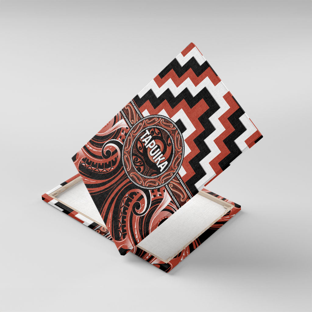 Aotearoa Tapuika Canvas Wall Art Maori Iwi Poutama Puhoro Tattoo LT14 With Frame Red - Polynesian Pride