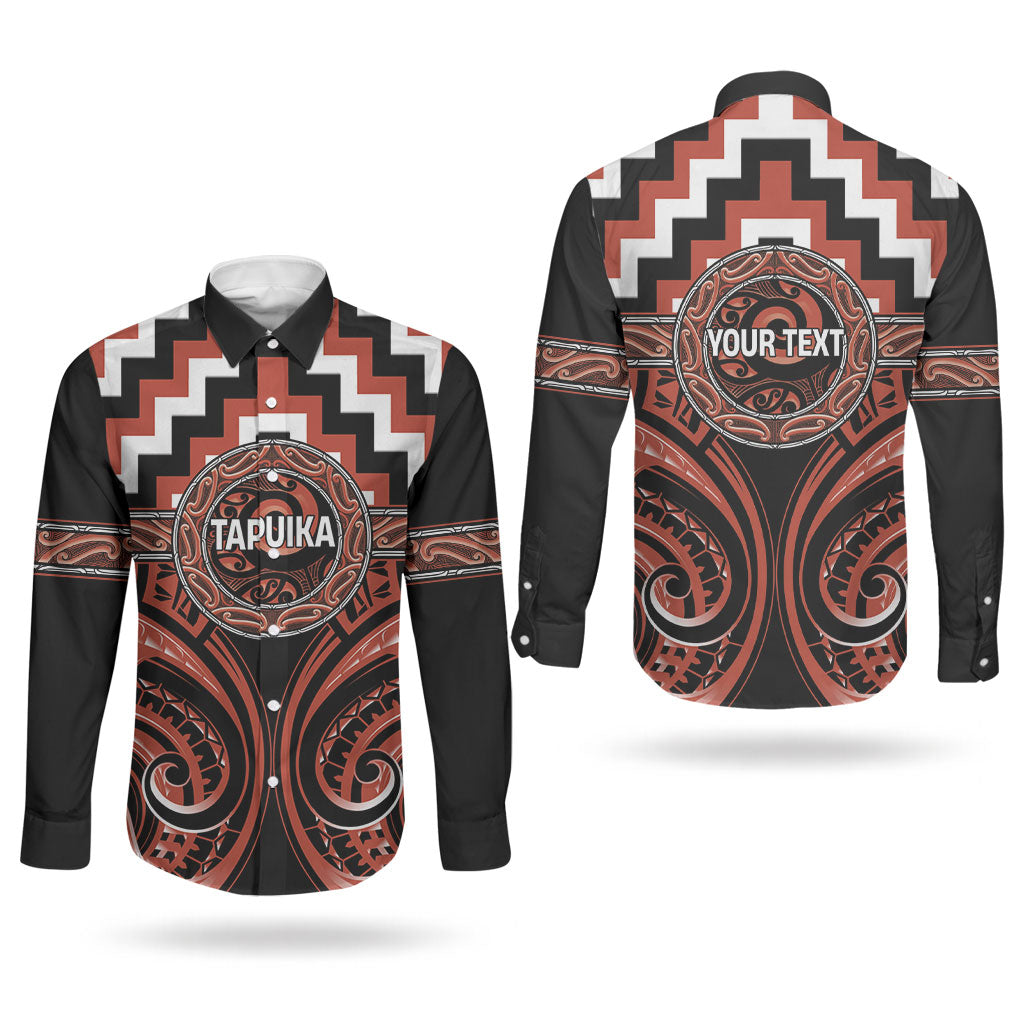Aotearoa Tapuika Personalised Couples Matching Long Sleeve Bodycon Dress and Long Sleeve Button Shirt Maori Iwi Poutama Puhoro Tattoo LT14 - Polynesian Pride