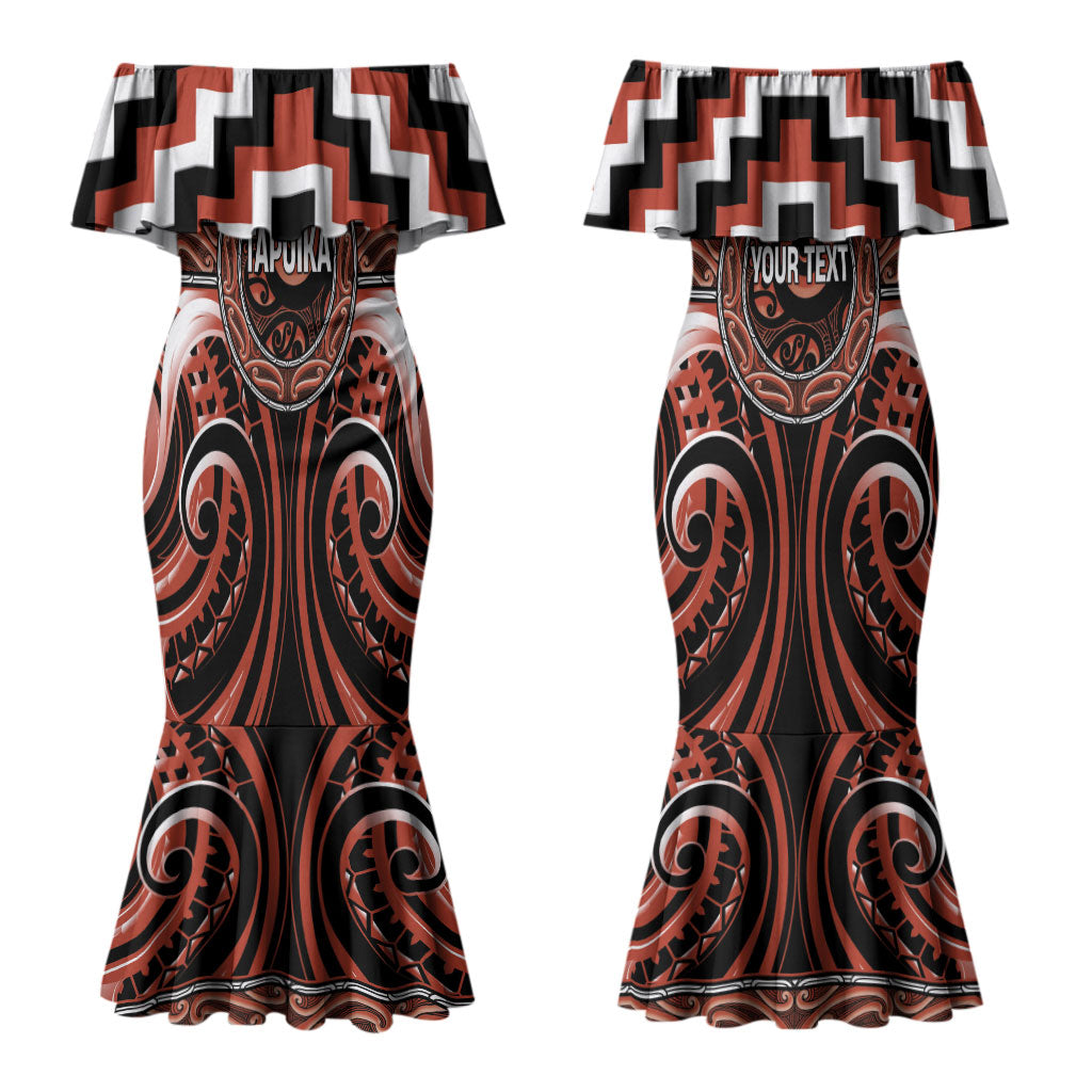 Aotearoa Tapuika Personalised Couples Matching Mermaid Dress and Long Sleeve Button Shirt Maori Iwi Poutama Puhoro Tattoo LT14 - Polynesian Pride