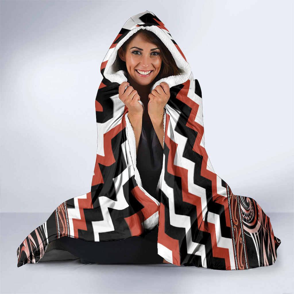 Aotearoa Tapuika Hooded Blanket Maori Iwi Poutama Puhoro Tattoo LT14 - Polynesian Pride