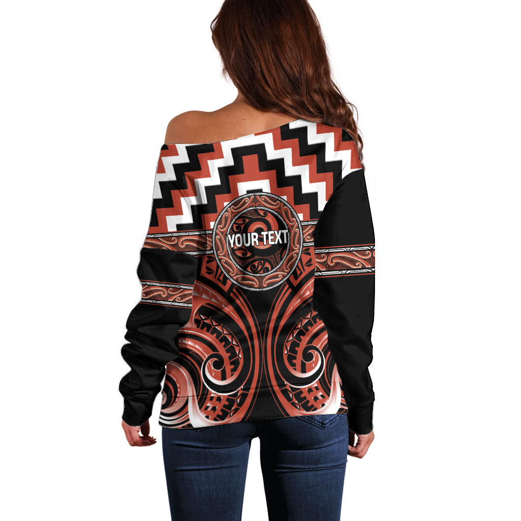 Aotearoa Tapuika Personalised Off Shoulder Sweater Maori Iwi Poutama Puhoro Tattoo LT14 - Polynesian Pride