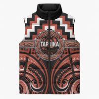 Aotearoa Tapuika Personalised Sleeveless Puffer Jacket Maori Iwi Poutama Puhoro Tattoo LT14 Unisex Red - Polynesian Pride