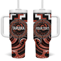 Aotearoa Tapuika Personalised Tumbler With Handle Maori Iwi Poutama Puhoro Tattoo LT14 One Size: 40 oz Red - Polynesian Pride