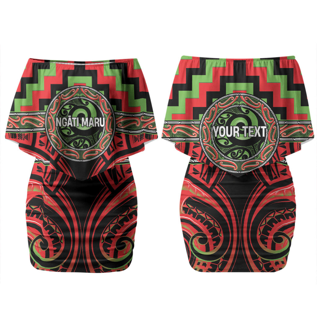 Aotearoa Ngati Maru Personalised Couples Matching Off Shoulder Short Dress and Hawaiian Shirt Maori Iwi Poutama Puhoro Tattoo LT14 - Polynesian Pride
