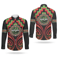 Aotearoa Ngati Maru Personalised Couples Matching Summer Maxi Dress and Long Sleeve Button Shirt Maori Iwi Poutama Puhoro Tattoo LT14 - Polynesian Pride