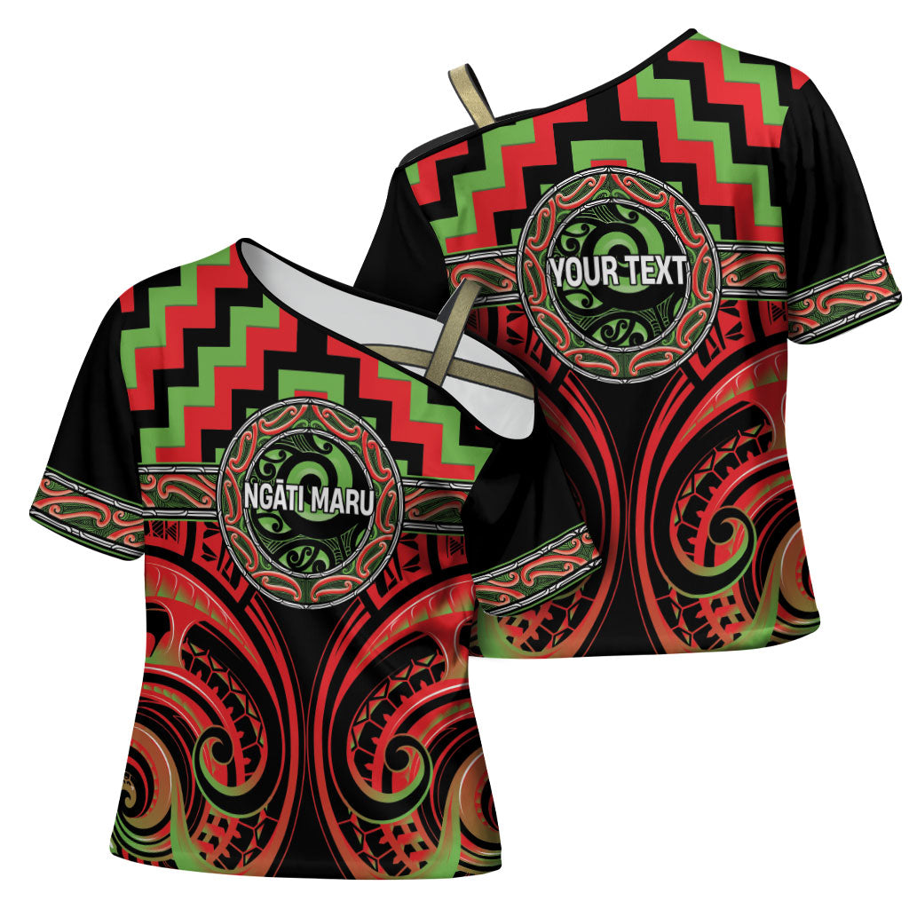 Aotearoa Ngati Maru Personalised Cross Shoulder Shirt Maori Iwi Poutama Puhoro Tattoo LT14 - Polynesian Pride