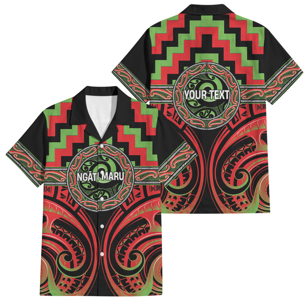 Aotearoa Ngati Maru Personalised Family Matching Mermaid Dress and Hawaiian Shirt Maori Iwi Poutama Puhoro Tattoo LT14 Dad's Shirt - Short Sleeve Red - Polynesian Pride