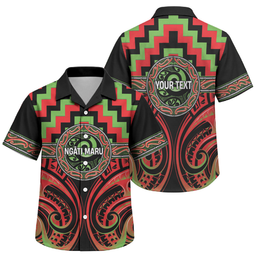 Aotearoa Ngati Maru Personalised Family Matching Off Shoulder Short Dress and Hawaiian Shirt Maori Iwi Poutama Puhoro Tattoo LT14 Son's Shirt Red - Polynesian Pride