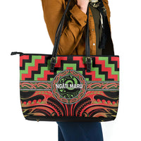 Aotearoa Ngati Maru Leather Tote Bag Maori Iwi Poutama Puhoro Tattoo LT14 - Polynesian Pride