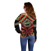 Aotearoa Ngati Maru Personalised Off Shoulder Sweater Maori Iwi Poutama Puhoro Tattoo LT14 - Polynesian Pride