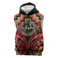 Aotearoa Ngati Maru Personalised Sleeveless Zip Hoodie Maori Iwi Poutama Puhoro Tattoo LT14 Red - Polynesian Pride