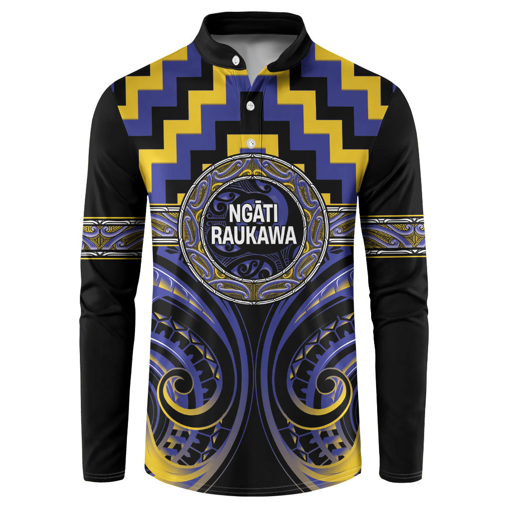 Aotearoa Ngati Raukawa Personalised Button Sweatshirt Maori Iwi Poutama Puhoro Tattoo LT14 Blue - Polynesian Pride