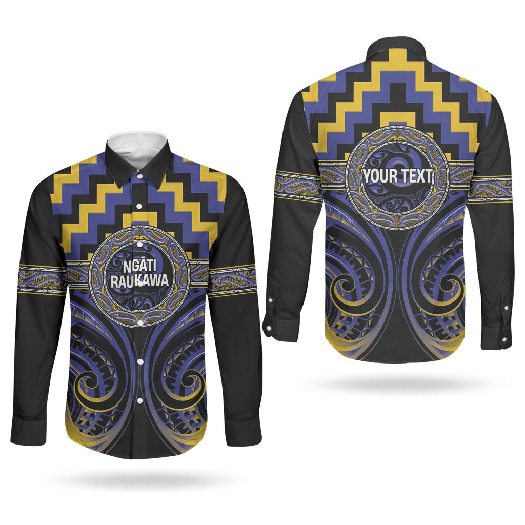 Aotearoa Ngati Raukawa Personalised Couples Matching Long Sleeve Bodycon Dress and Long Sleeve Button Shirt Maori Iwi Poutama Puhoro Tattoo LT14 - Polynesian Pride