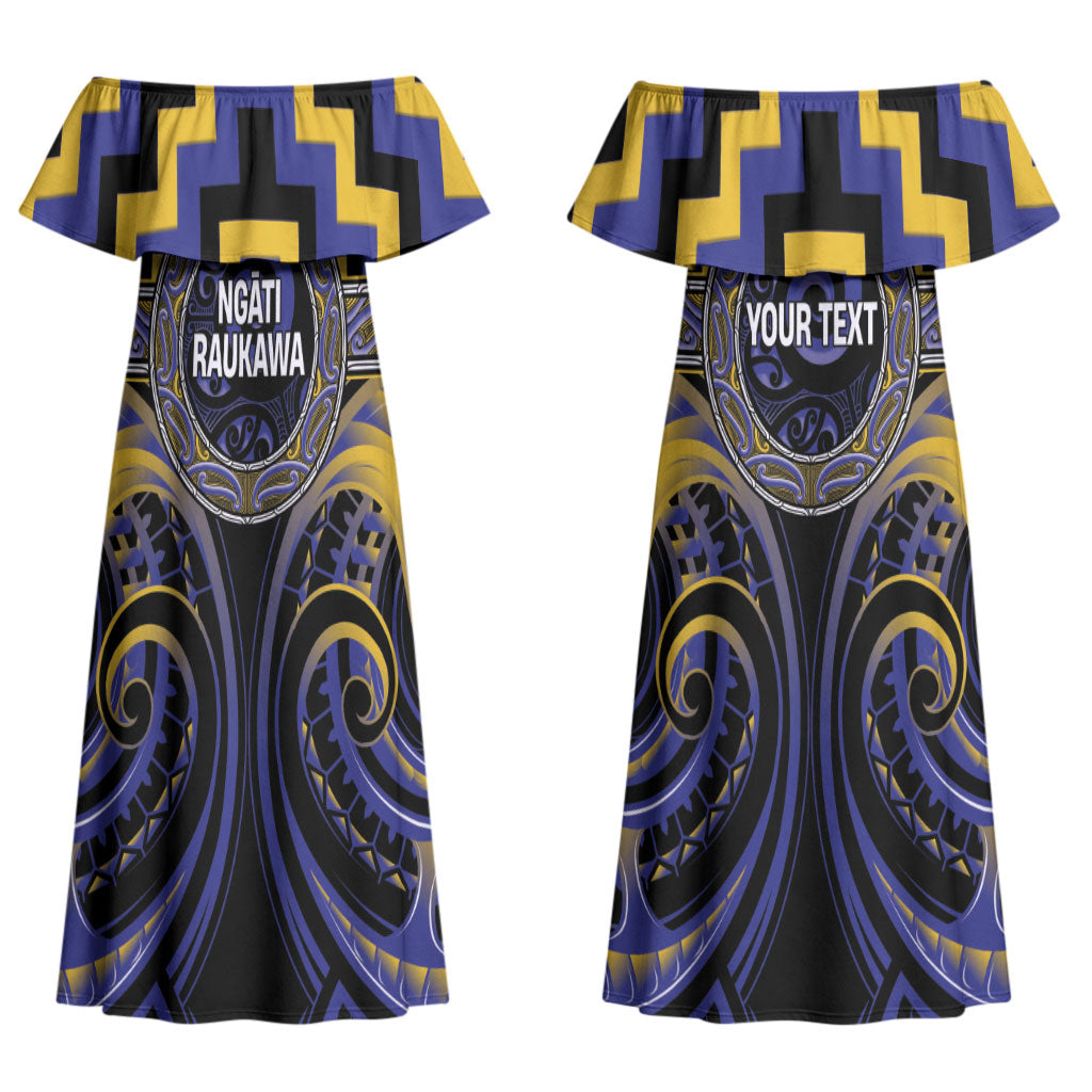 Aotearoa Ngati Raukawa Personalised Couples Matching Off Shoulder Maxi Dress and Hawaiian Shirt Maori Iwi Poutama Puhoro Tattoo LT14 - Polynesian Pride