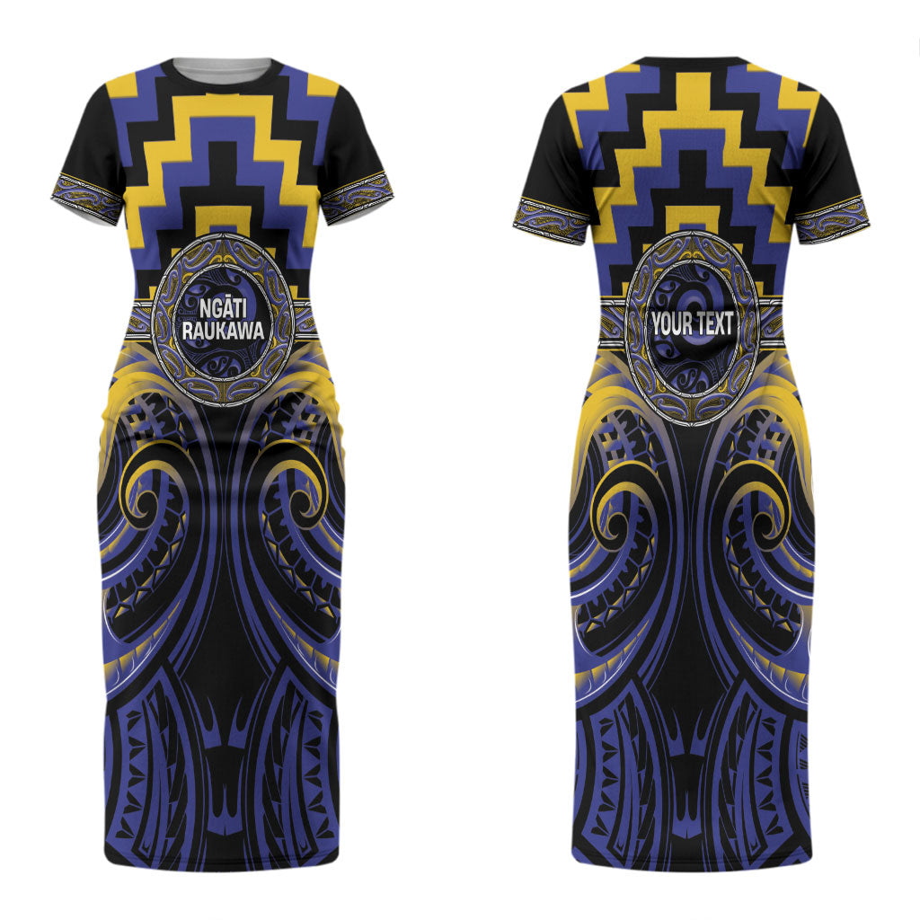 Aotearoa Ngati Raukawa Personalised Couples Matching Short Sleeve Bodycon Dress and Hawaiian Shirt Maori Iwi Poutama Puhoro Tattoo LT14 - Polynesian Pride