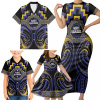 Aotearoa Ngati Raukawa Personalised Family Matching Short Sleeve Bodycon Dress and Hawaiian Shirt Maori Iwi Poutama Puhoro Tattoo LT14 - Polynesian Pride
