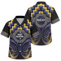 Aotearoa Ngati Raukawa Personalised Family Matching Summer Maxi Dress and Hawaiian Shirt Maori Iwi Poutama Puhoro Tattoo LT14 Son's Shirt Blue - Polynesian Pride