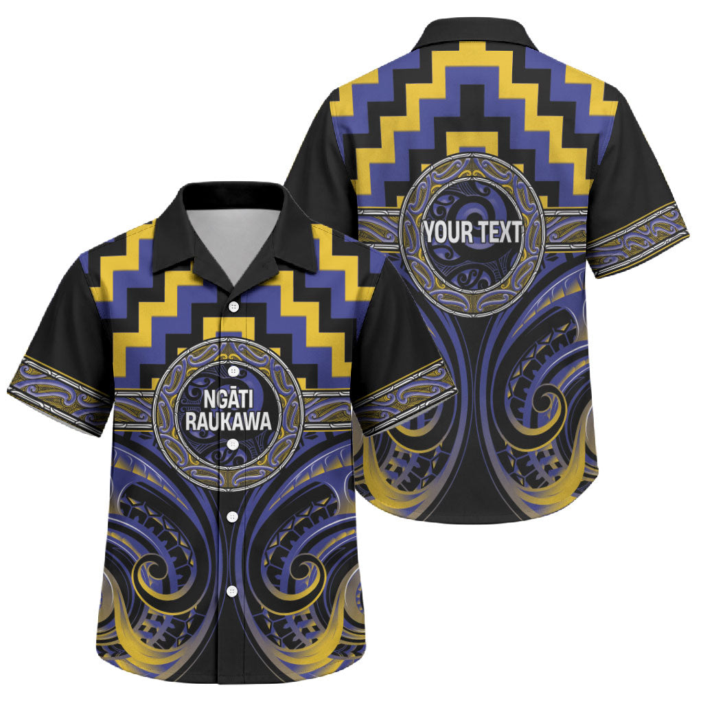 Aotearoa Ngati Raukawa Personalised Family Matching Tank Maxi Dress and Hawaiian Shirt Maori Iwi Poutama Puhoro Tattoo LT14 Son's Shirt Blue - Polynesian Pride
