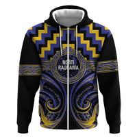 Aotearoa Ngati Raukawa Personalised Zip Hoodie Maori Iwi Poutama Puhoro Tattoo LT14 Zip Hoodie Blue - Polynesian Pride