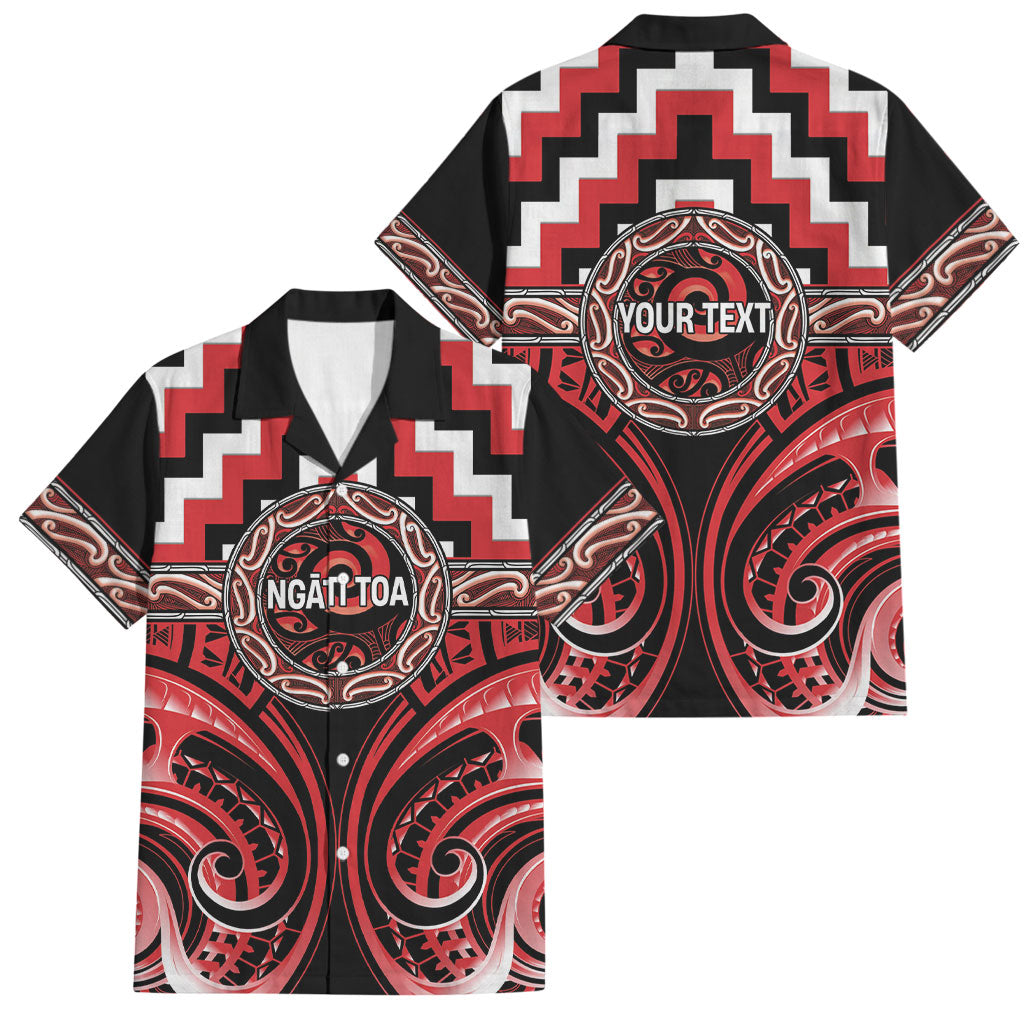 Aotearoa Ngati Toa Personalised Family Matching Mermaid Dress and Hawaiian Shirt Maori Iwi Poutama Puhoro Tattoo LT14 Dad's Shirt - Short Sleeve Red - Polynesian Pride