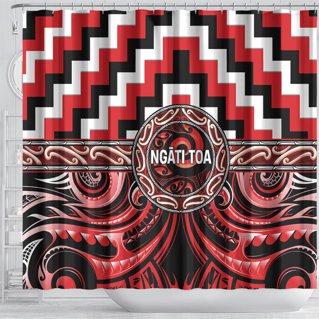 Aotearoa Ngati Toa Shower Curtain Maori Iwi Poutama Puhoro Tattoo LT14 - Polynesian Pride